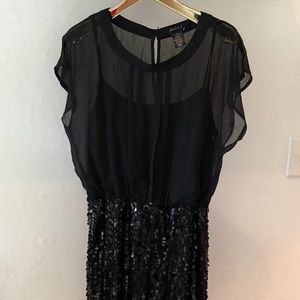 Joie & I Black Sequins Dress Sz M NWOT